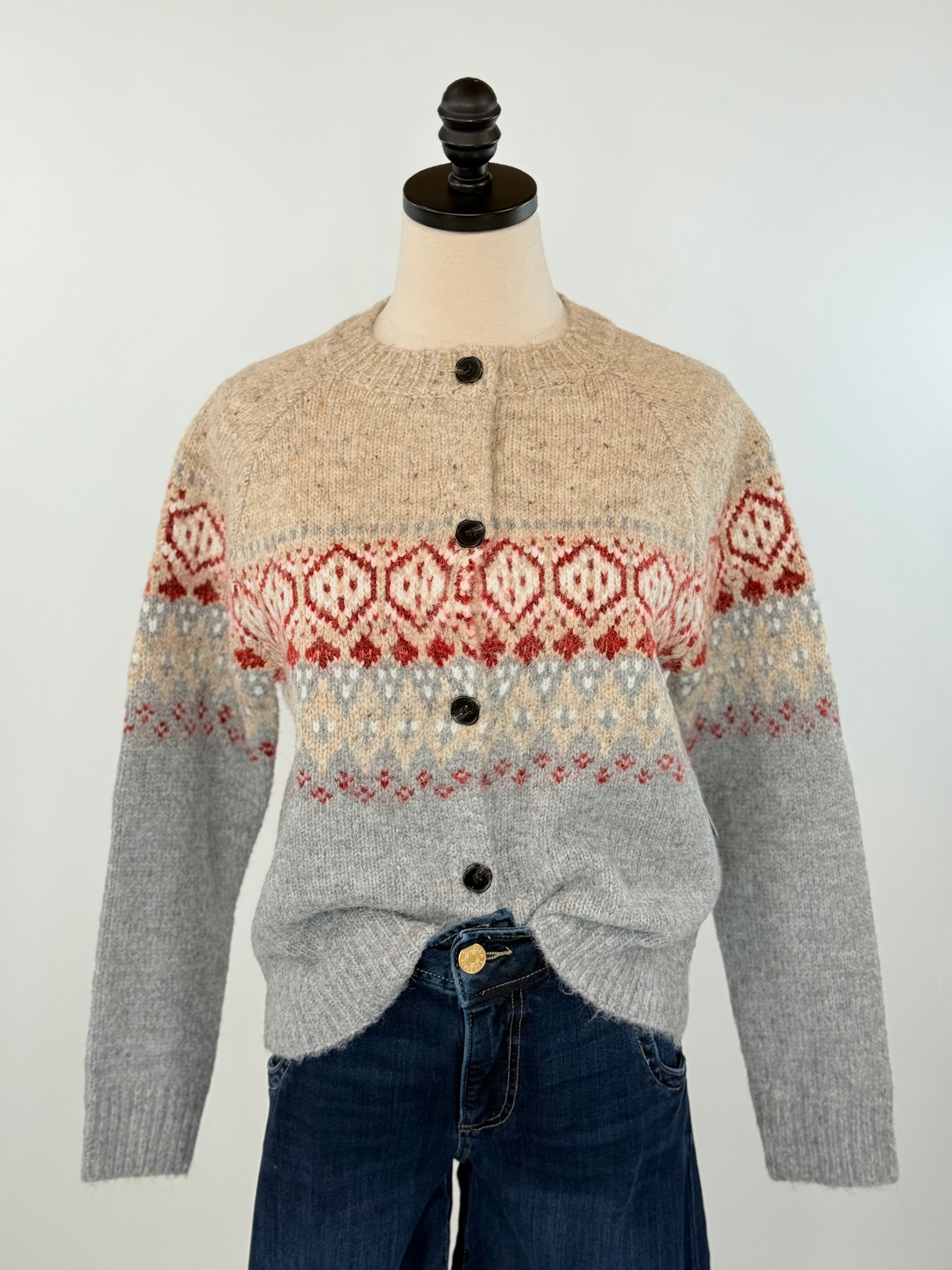 Themis Fairisle Cardigan Sweater in Neptune-133 - Sweaters (Holiday)-Little Bird Boutique