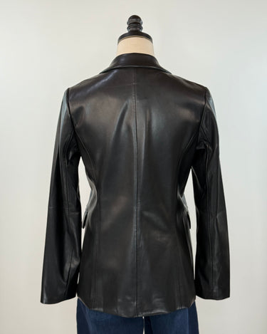 Benedict Faux Leather Blazer in Black-141 Outerwear Coats & Jackets-Little Bird Boutique