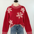Snow Flake Sweater in Red and Ivory-133 - Sweaters (Holiday)-Little Bird Boutique