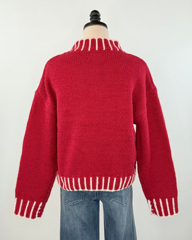 Snow Flake Sweater in Red and Ivory-133 - Sweaters (Holiday)-Little Bird Boutique