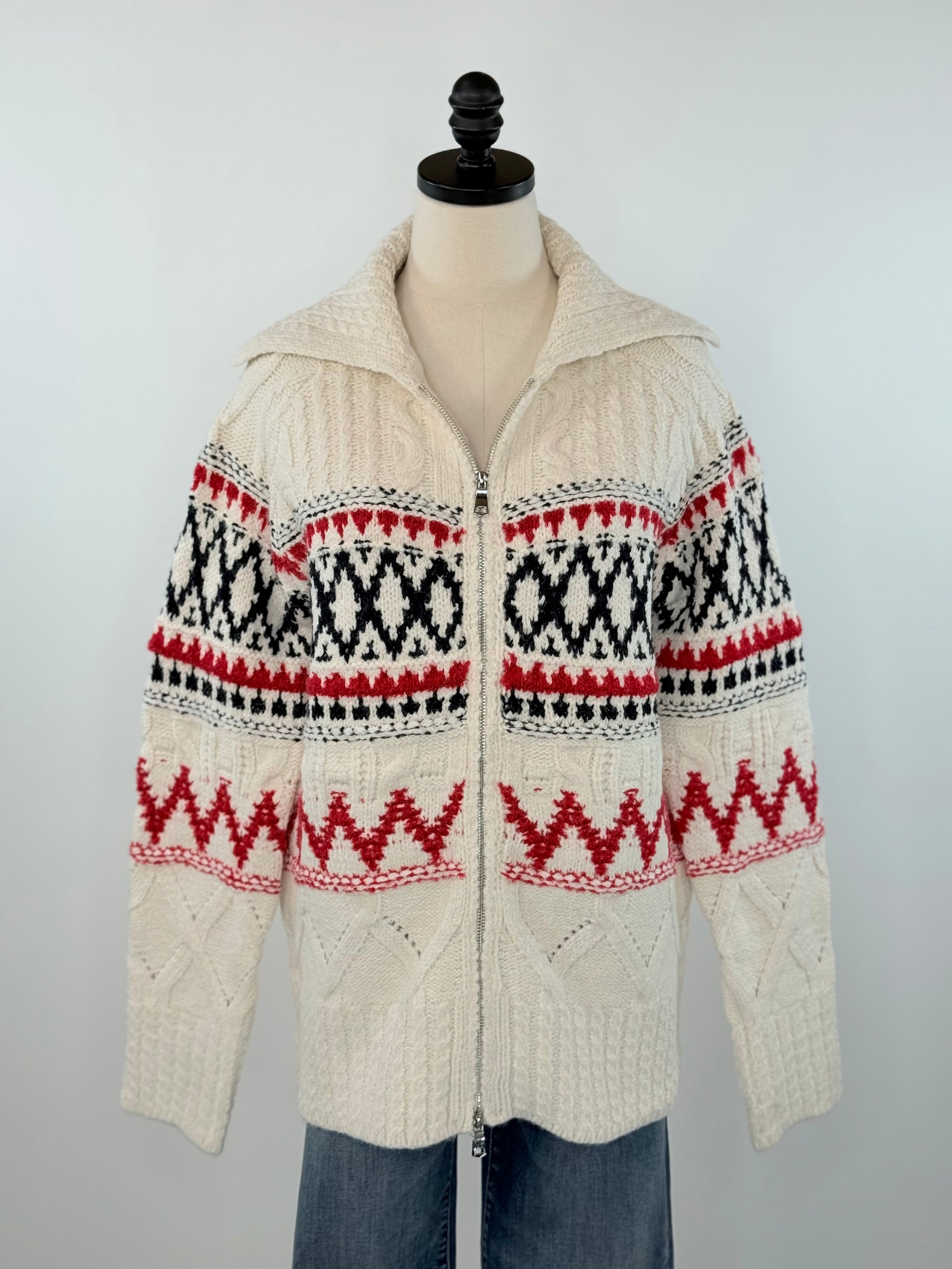 Anemone Fair Isle Cardigan Sweater in Off White-133 - Sweaters (Holiday)-Little Bird Boutique