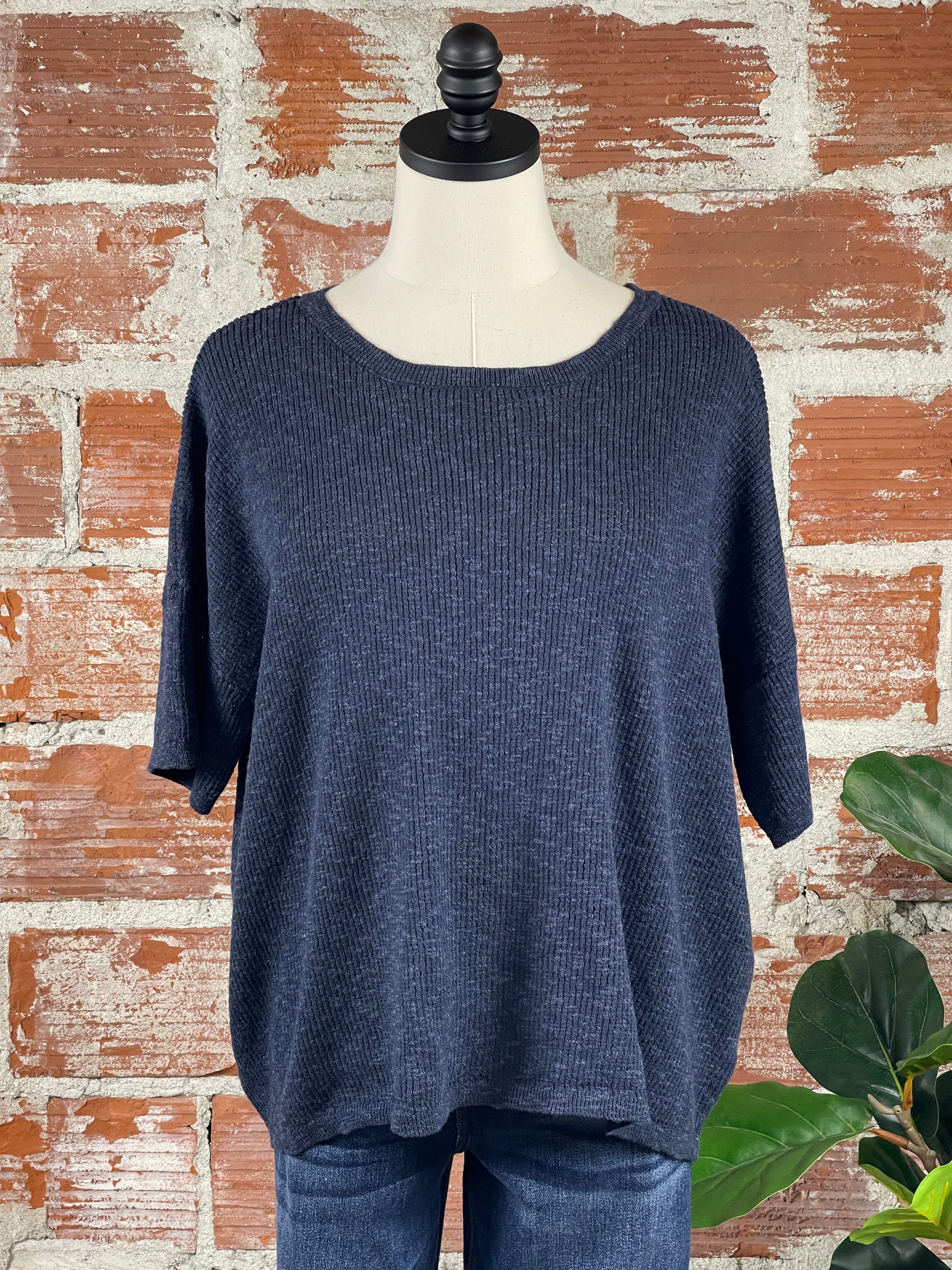 By Together Lexi Sweater in Navy-132 - Sweaters S/S (Jan - June)-Little Bird Boutique