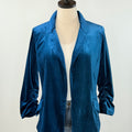 Bennett Velvet Blazer in Teal-143 Blazers-Little Bird Boutique