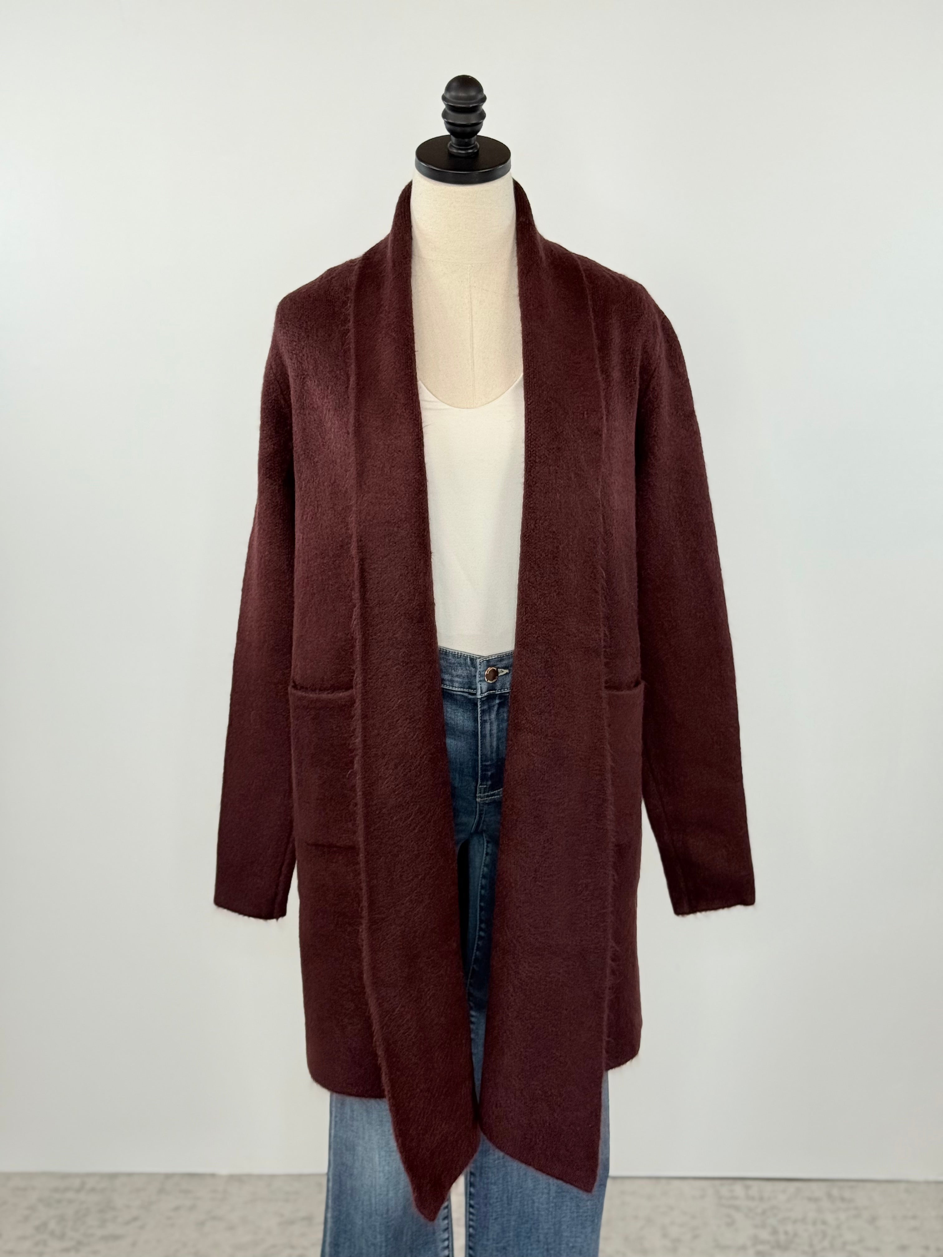 Stockport Jacket in Aubergine-131 - Sweaters F/W (June - Nov)-Little Bird Boutique