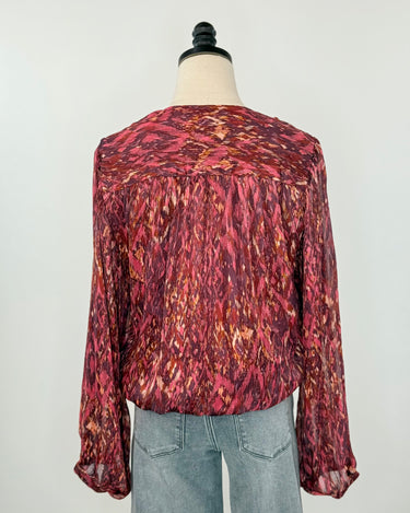 Dear John Piaf Blouse in Pomegranate Flame-113 - Woven Tops (Holiday)-Little Bird Boutique