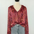 Dear John Piaf Blouse in Pomegranate Flame-113 - Woven Tops (Holiday)-Little Bird Boutique