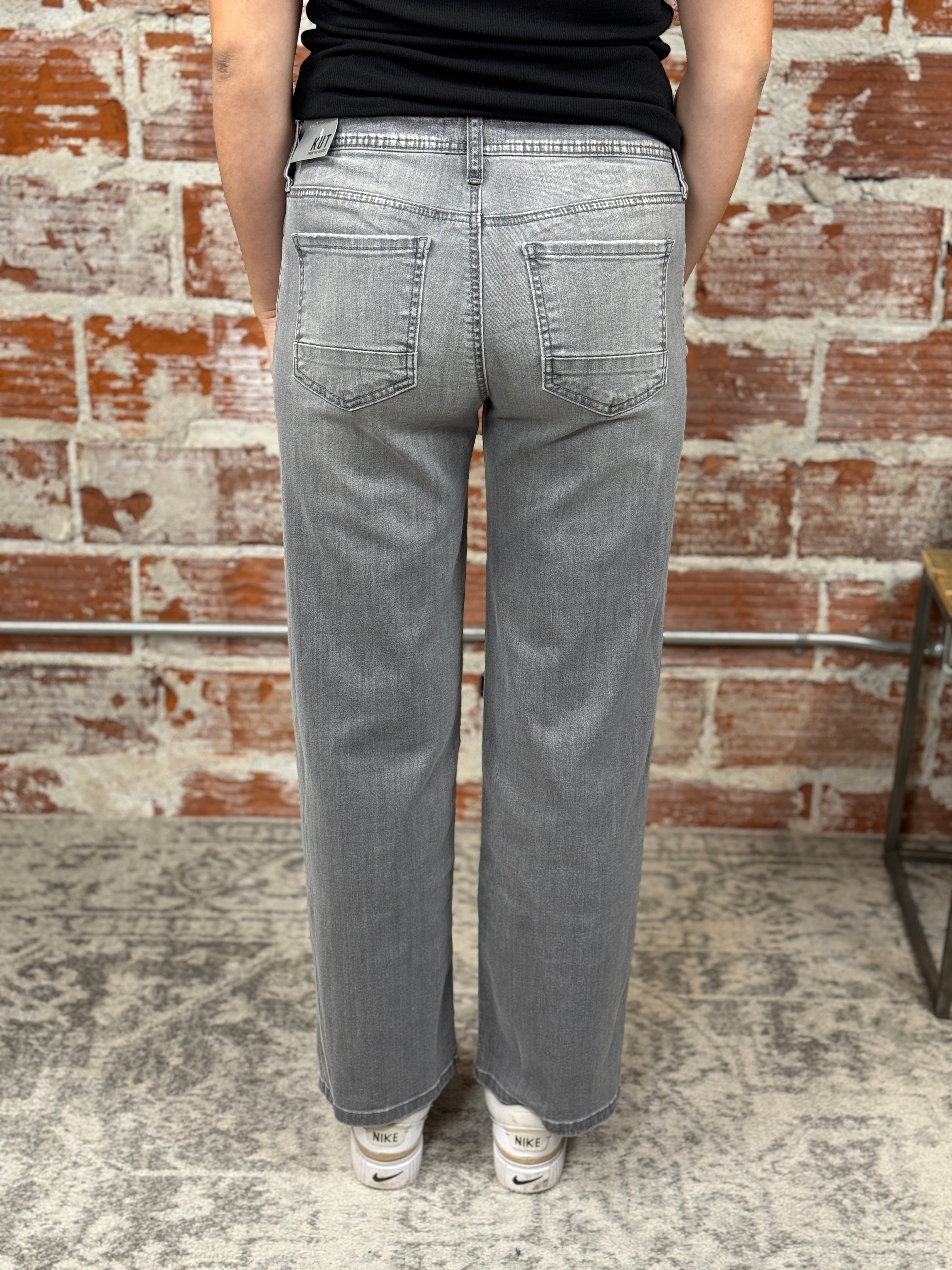 Kut from the Kloth Charlotte Jeans in Explained Grey Based Wash-210 Denim-Little Bird Boutique