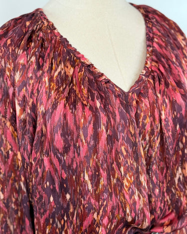 Dear John Piaf Blouse in Pomegranate Flame-113 - Woven Tops (Holiday)-Little Bird Boutique