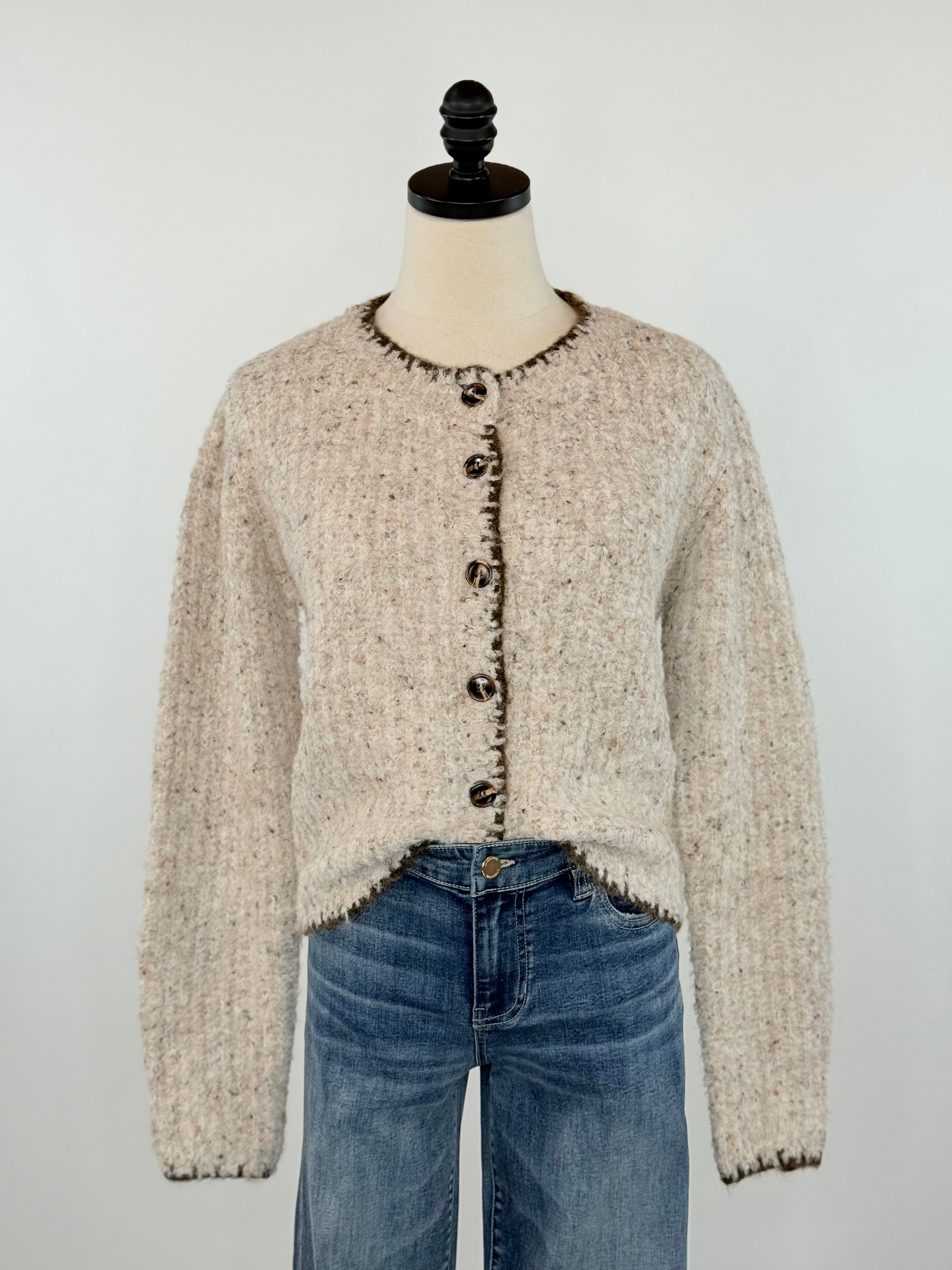 Cozy Chalet Cardigan Oat-131 - Sweaters F/W (June - Nov)-Little Bird Boutique