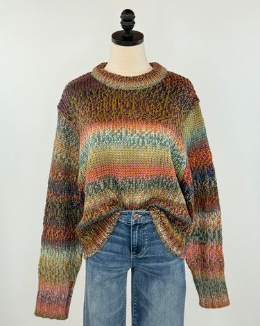 Apricot Chunky Knit Sweater in Multi-131 - Sweaters F/W (June - Nov)-Little Bird Boutique
