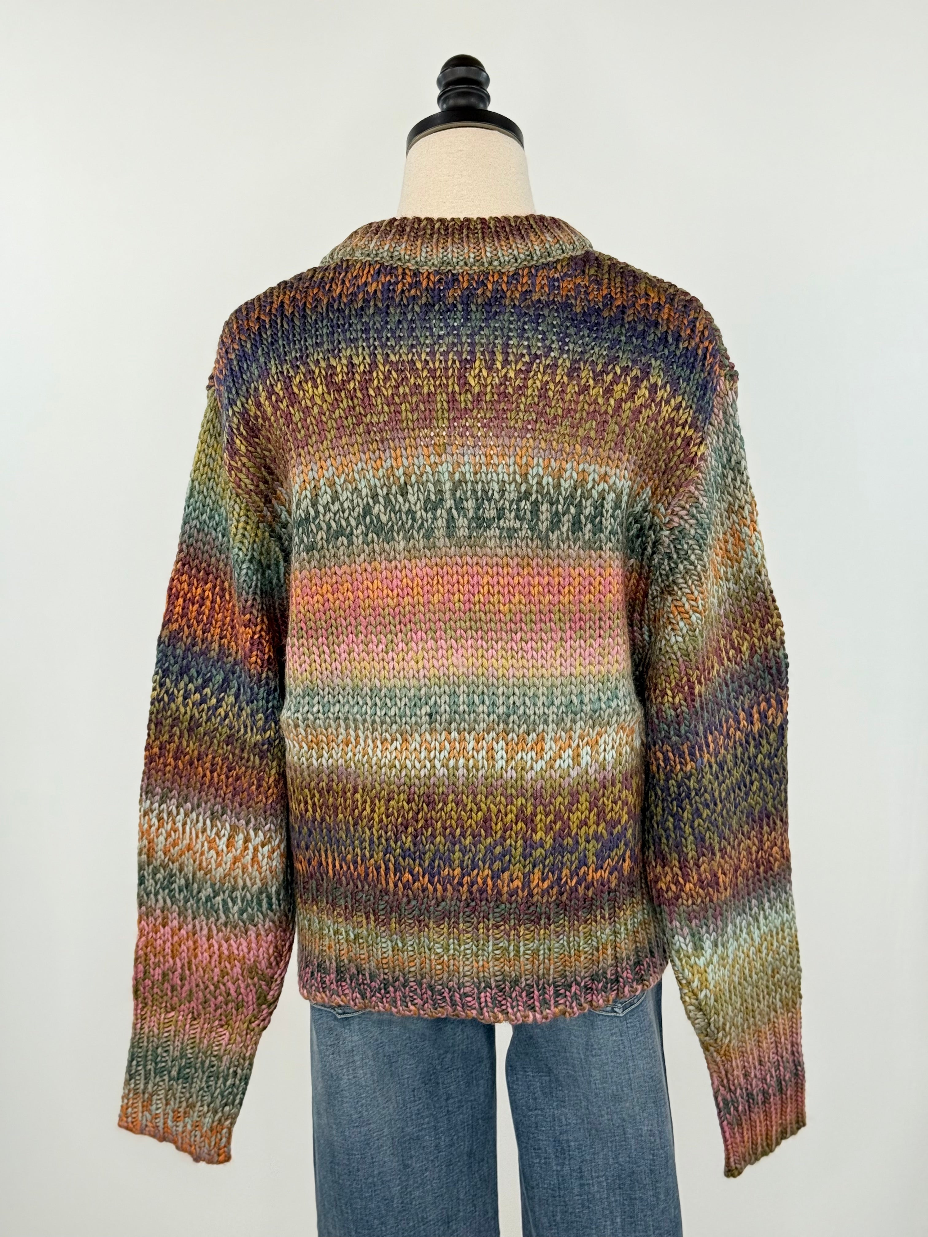 Apricot Chunky Knit Sweater in Multi-131 - Sweaters F/W (June - Nov)-Little Bird Boutique