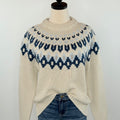 Apricot Fair Isle Sweater in Stone and Navy-131 - Sweaters F/W (June - Nov)-Little Bird Boutique