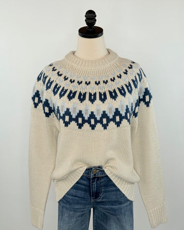Apricot Fair Isle Sweater in Stone and Navy-131 - Sweaters F/W (June - Nov)-Little Bird Boutique