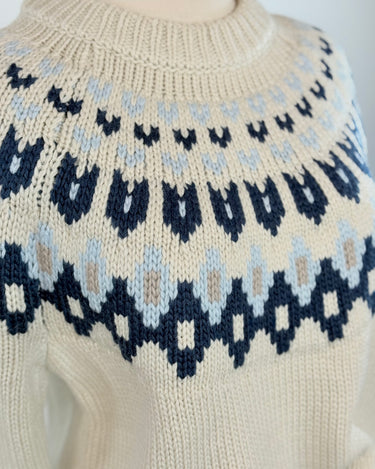 Apricot Fair Isle Sweater in Stone and Navy-131 - Sweaters F/W (June - Nov)-Little Bird Boutique
