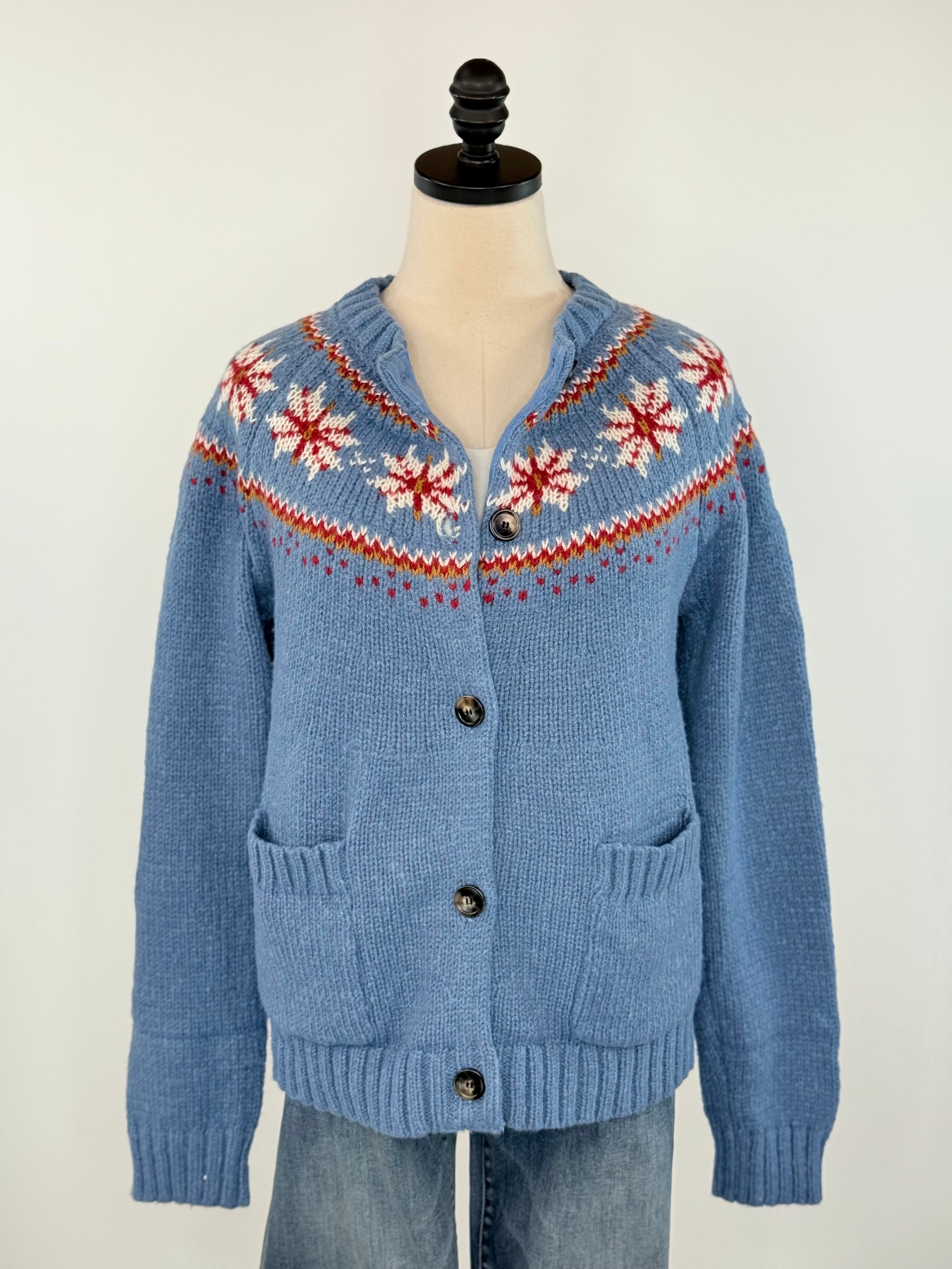 Nordic Starlight Cardigan in Blue-133 - Sweaters (Holiday)-Little Bird Boutique