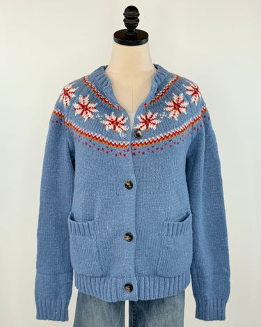 Nordic Starlight Cardigan in Blue-133 - Sweaters (Holiday)-Little Bird Boutique