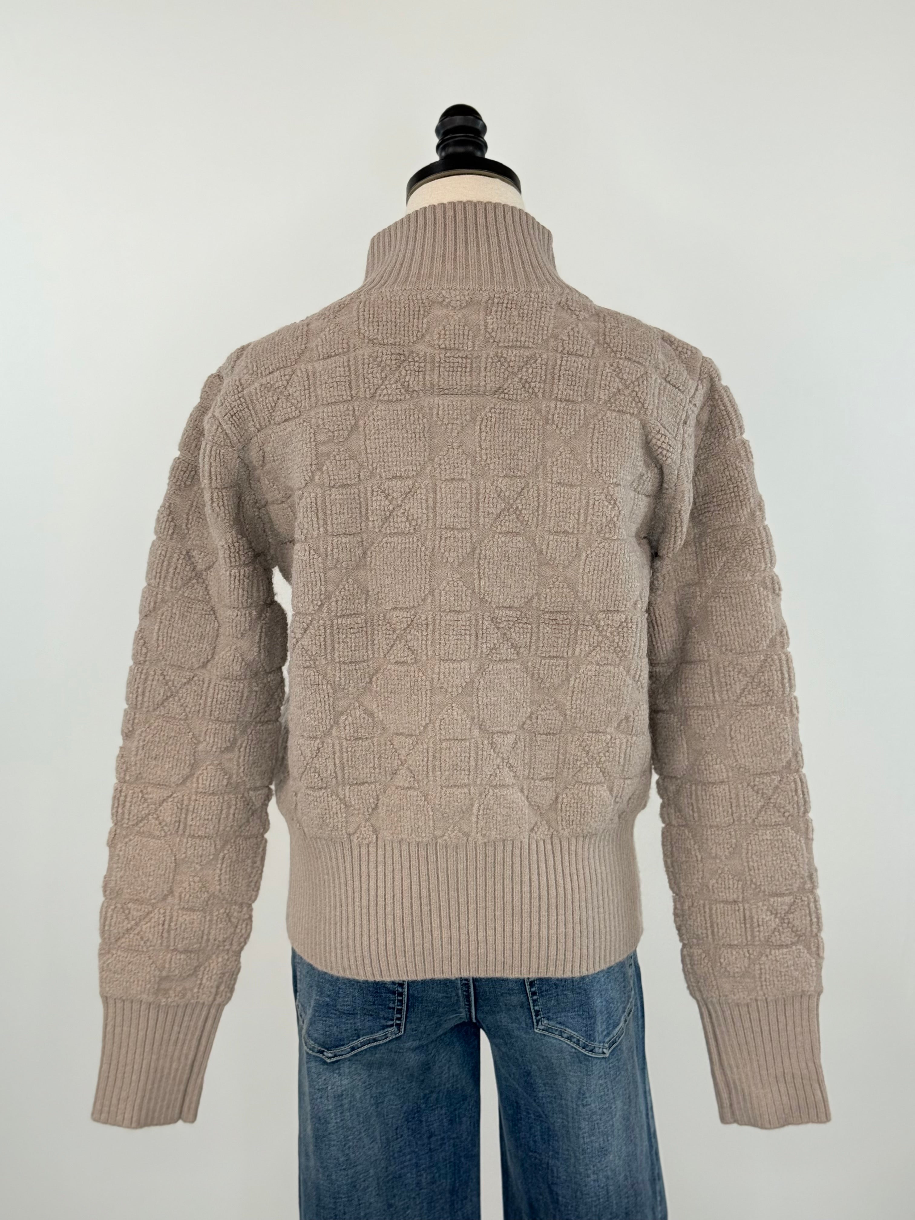 Apricot 3D Zip Sweater in Brown-131 - Sweaters F/W (June - Nov)-Little Bird Boutique