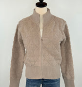 Apricot 3D Zip Sweater in Brown-131 - Sweaters F/W (June - Nov)-Little Bird Boutique