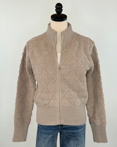 Apricot 3D Zip Sweater in Brown-131 - Sweaters F/W (June - Nov)-Little Bird Boutique