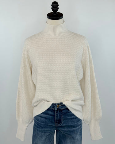 Apricot High Neck Cable Batwing Sweater in Stone-131 - Sweaters F/W (June - Nov)-Little Bird Boutique