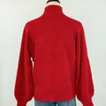 Apricot High Neck Cable Batwing Sweater in Red-131 - Sweaters F/W (June - Nov)-Little Bird Boutique