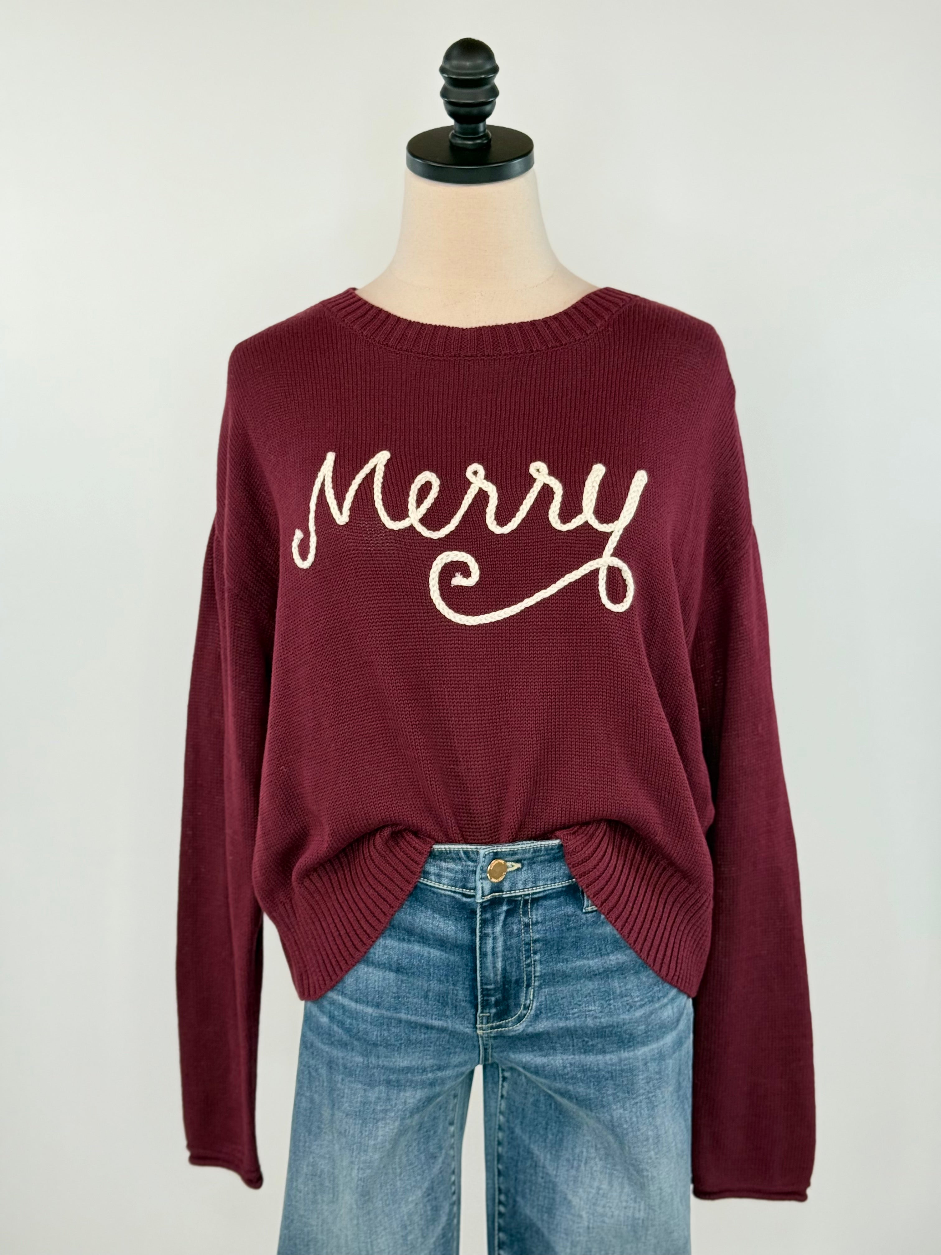 Z Supply Sienna Merry Sweater in Merlot-133 - Sweaters (Holiday)-Little Bird Boutique