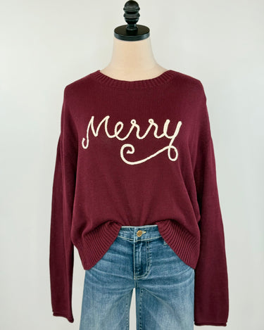 Z Supply Sienna Merry Sweater in Merlot-133 - Sweaters (Holiday)-Little Bird Boutique