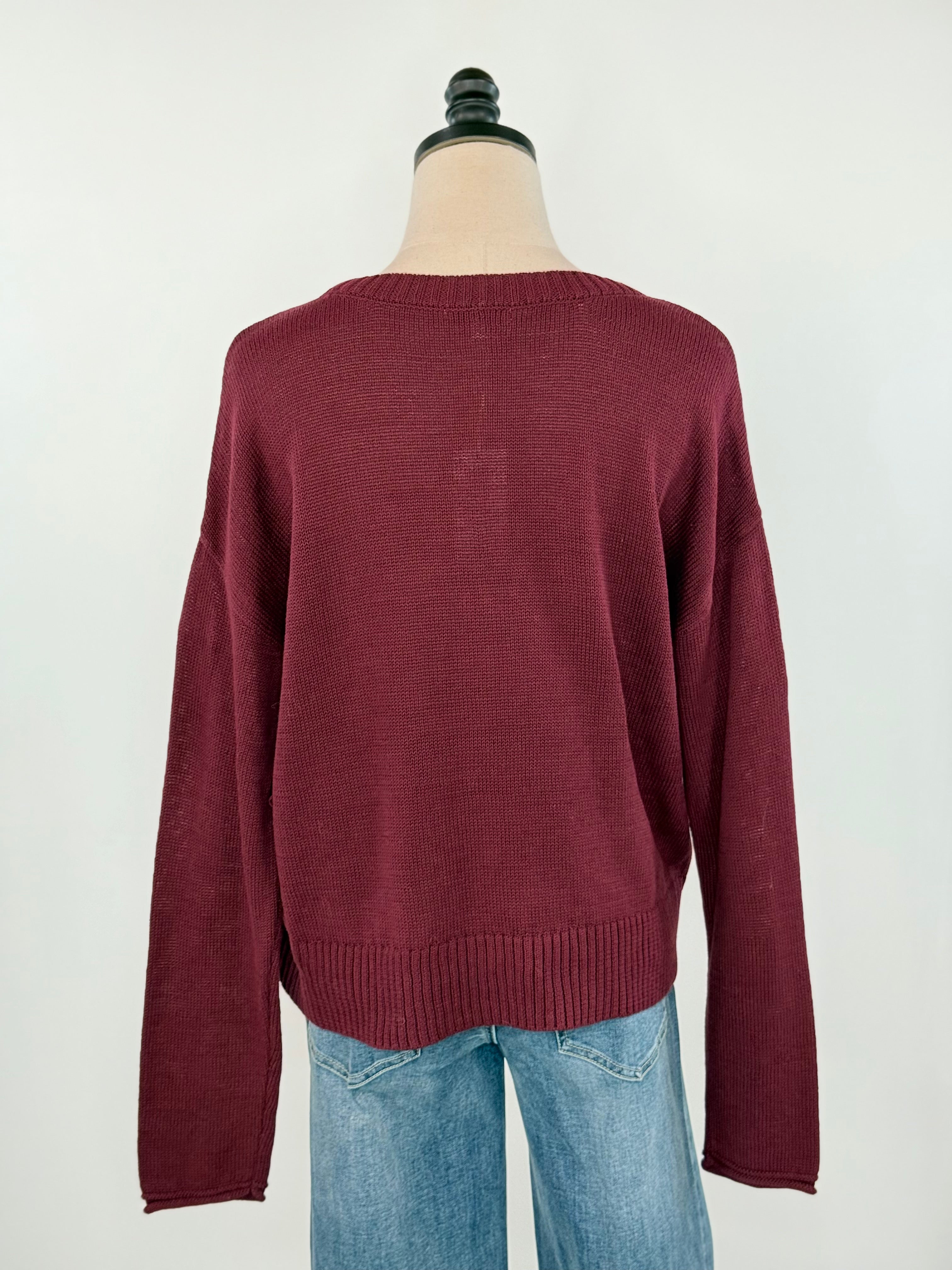 Z Supply Sienna Merry Sweater in Merlot-133 - Sweaters (Holiday)-Little Bird Boutique