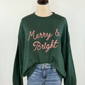 Z Supply Merry and Bright Sunday Sweatshirt in Garland Green-133 - Sweaters (Holiday)-Little Bird Boutique