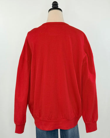 Z Supply Very Merry Sunday Sweatshirt in Festive Red-133 - Sweaters (Holiday)-Little Bird Boutique