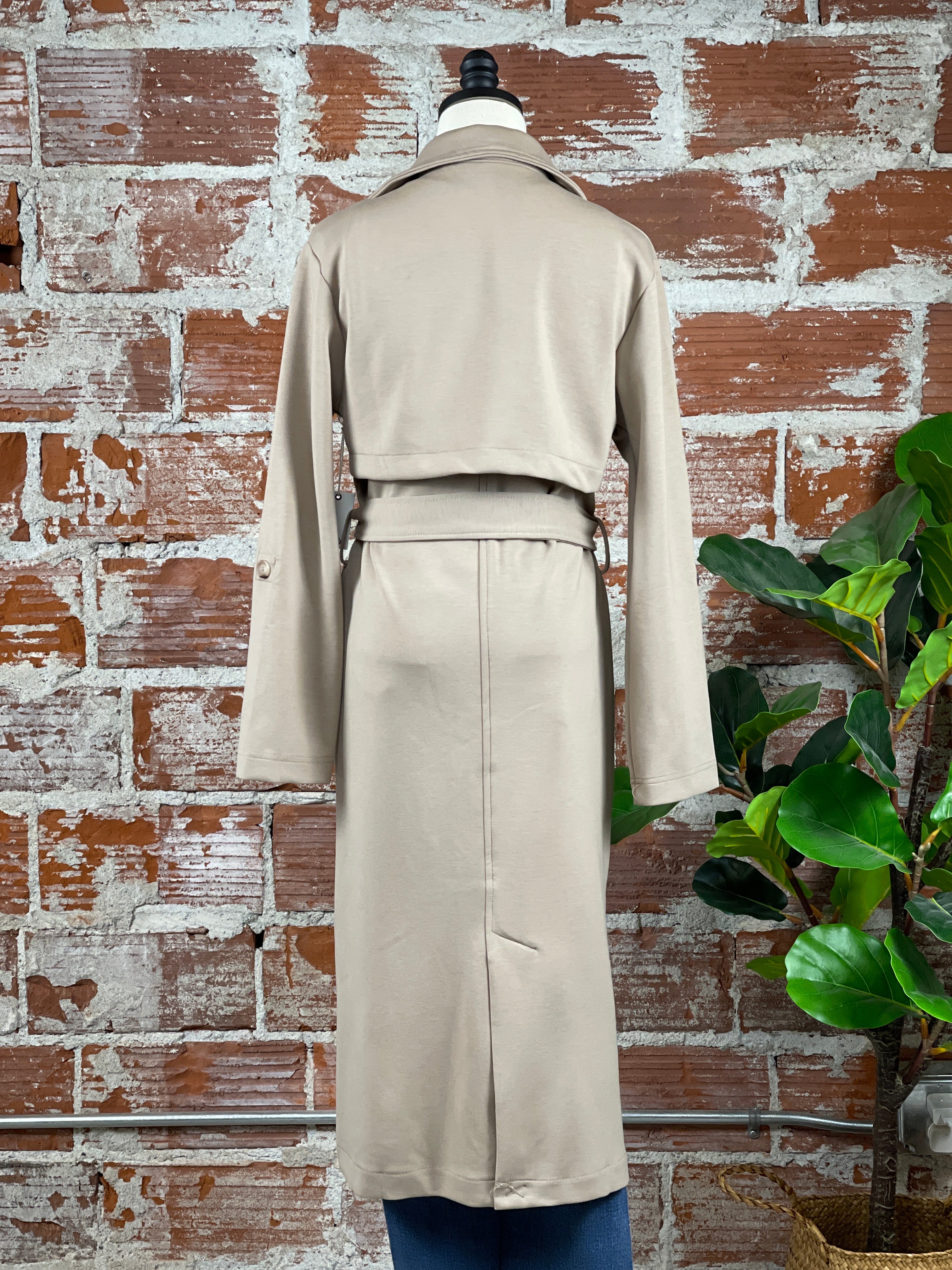 Dex Marilyn Long Jacket in Taupe-141 Outerwear Coats & Jackets-Little Bird Boutique