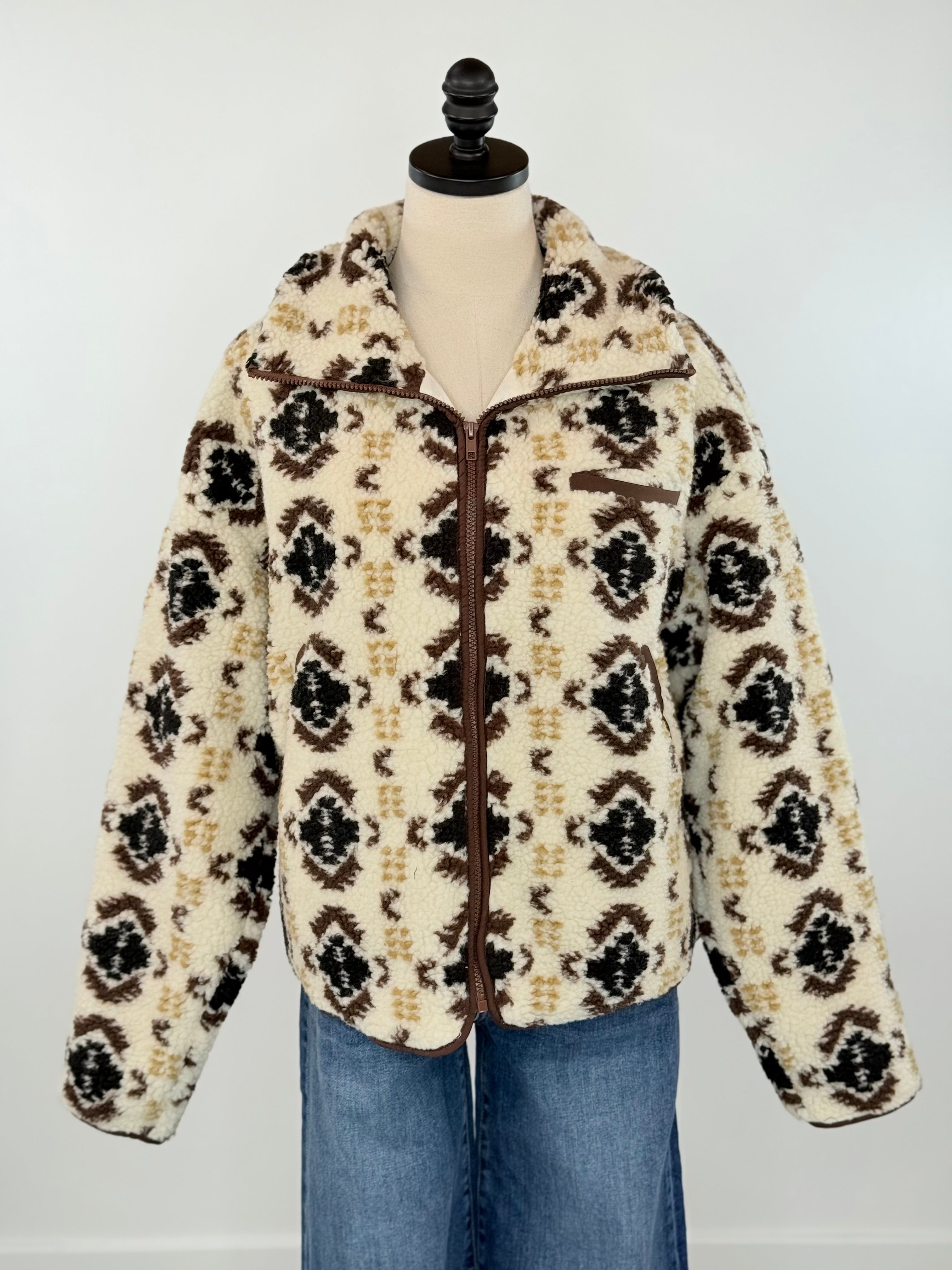 Sierra Sunrise Sherpa Jacket-141 Outerwear Coats & Jackets-Little Bird Boutique
