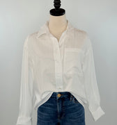 Dex Textured Button Up Blouse in White-111 - Woven Top F/W (June- Nov)-Little Bird Boutique