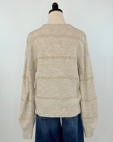 Dex Sequin Stripe Sweater in Light Oat-133 - Sweaters (Holiday)-Little Bird Boutique