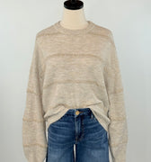 Dex Sequin Stripe Sweater in Light Oat-133 - Sweaters (Holiday)-Little Bird Boutique