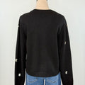 Dex Embellished Tie-Front Cardigan in Black-133 - Sweaters (Holiday)-Little Bird Boutique