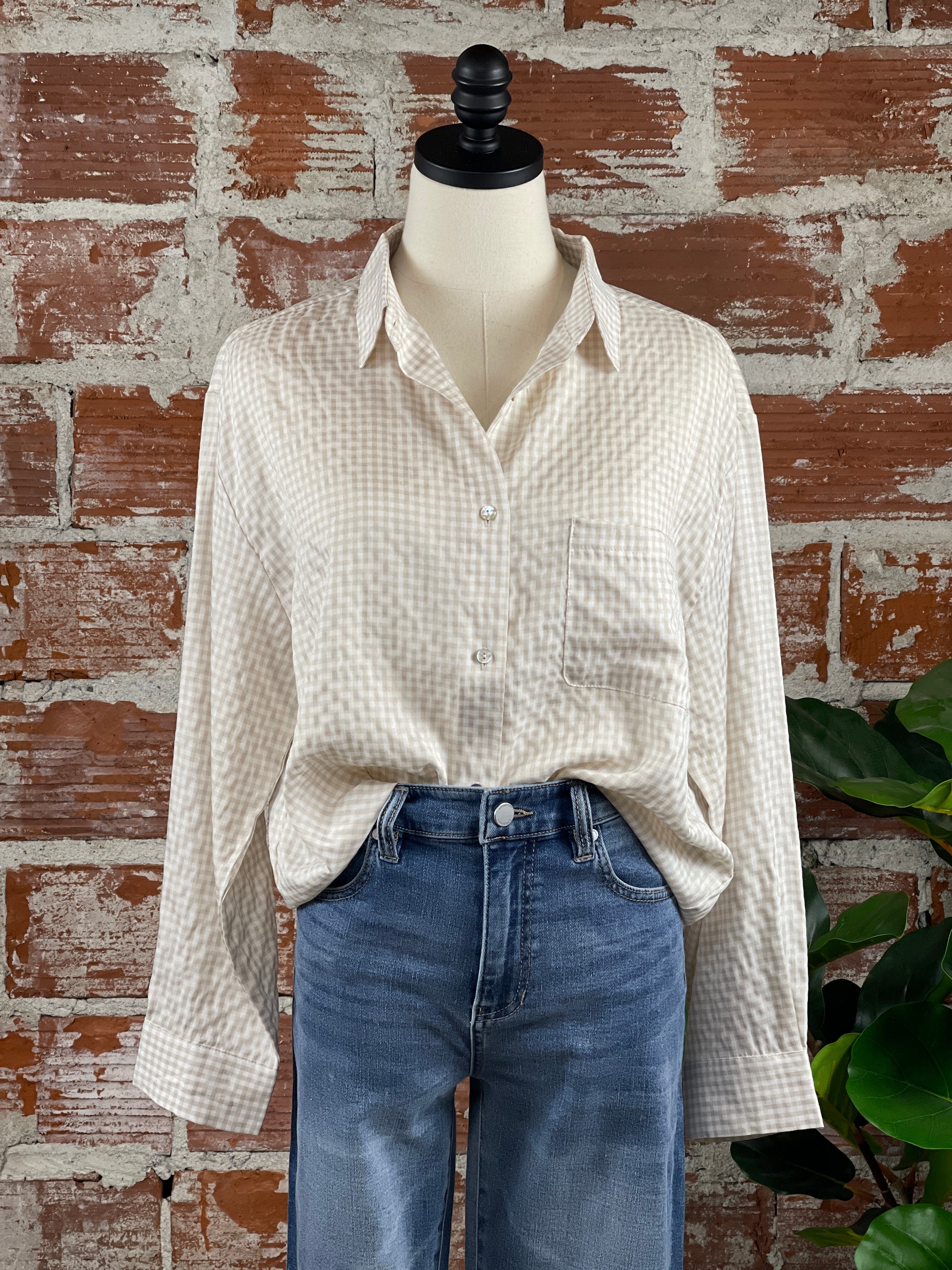 Stephanie Top in Natural-112 - Woven Top S/S (Jan - June)-Little Bird Boutique