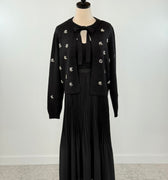 Black Tape Pleated Midi Skirt in Black-231 Skirts-Little Bird Boutique