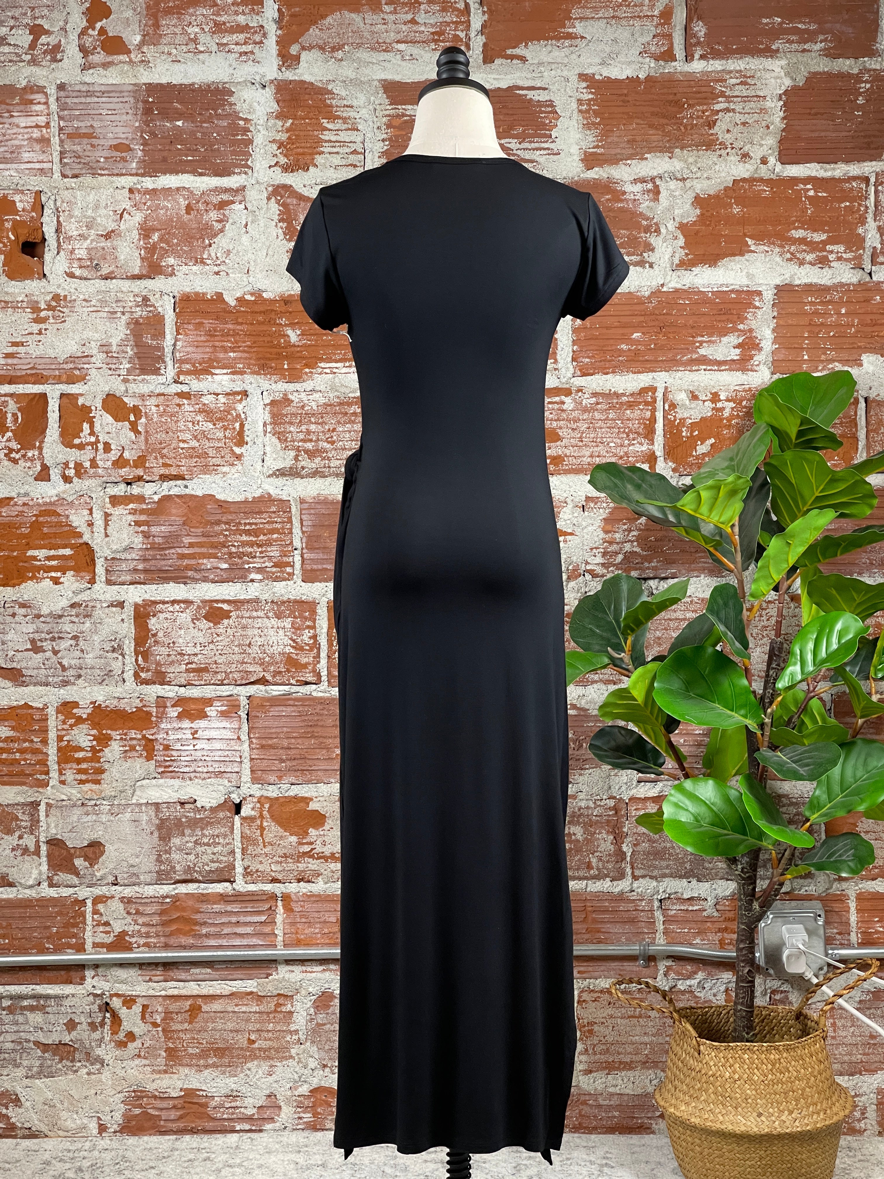 Dex Knotted Dress in Black-152 Dresses - Long-Little Bird Boutique