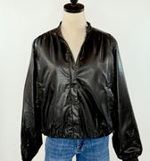 Rebel Glow Faux Leather Bomber Jacket in Black-141 Outerwear Coats & Jackets-Little Bird Boutique