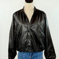 Rebel Glow Faux Leather Bomber Jacket in Black-141 Outerwear Coats & Jackets-Little Bird Boutique