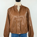 Rebel Glow Faux Leather Bomber Jacket in Brown-141 Outerwear Coats & Jackets-Little Bird Boutique