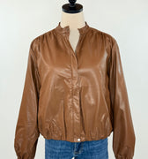 Rebel Glow Faux Leather Bomber Jacket in Brown-141 Outerwear Coats & Jackets-Little Bird Boutique