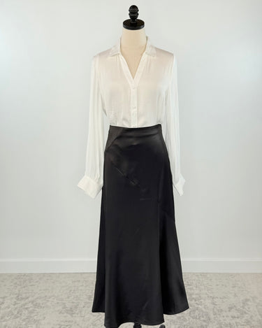 Silky Skirt in Black Satin-231 Skirts-Little Bird Boutique