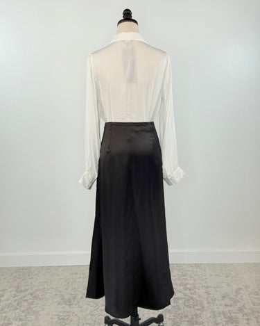 Silky Skirt in Black Satin-231 Skirts-Little Bird Boutique