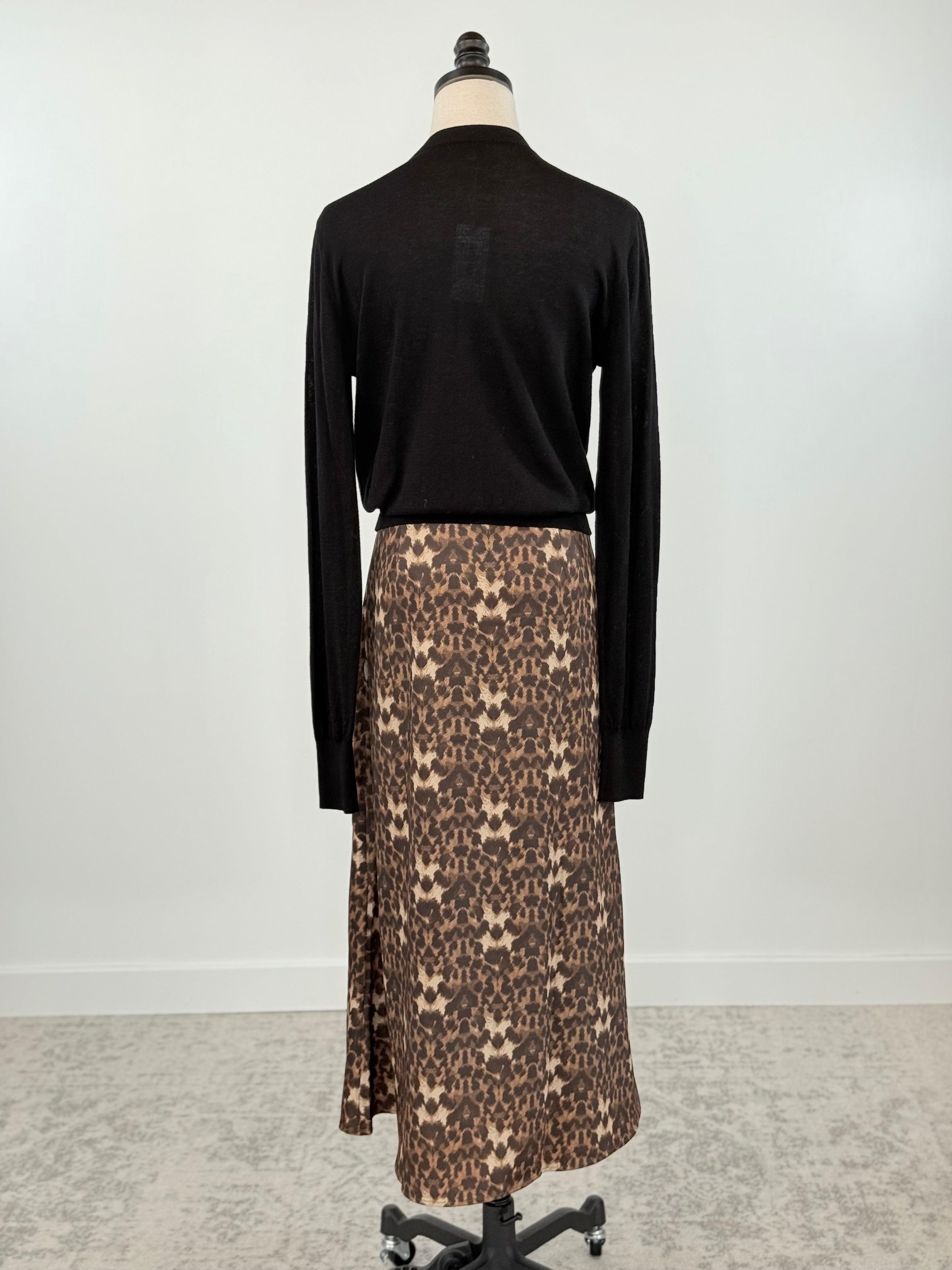 Silky Skirt in Leopard Satin-231 Skirts-Little Bird Boutique