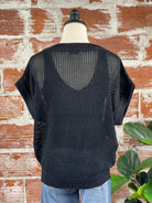 Haley Crochet Sleeveless Pullover in Black-132 - Sweaters S/S (Jan - June)-Little Bird Boutique