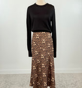 Silky Skirt in Leopard Satin-231 Skirts-Little Bird Boutique