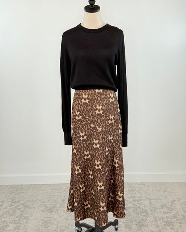 Silky Skirt in Leopard Satin-231 Skirts-Little Bird Boutique