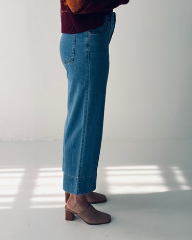 OAT NYC Front Mid Seam Baby Wide Jeans in Odell Wash-210 Denim-Little Bird Boutique